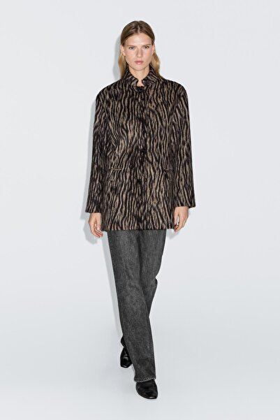 Massimo Dutti Yılan desenli yün kaban