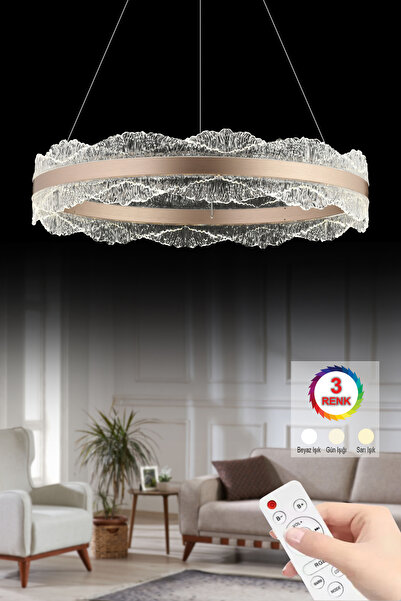 İstanbul Avize Titanic 50'lık Rose Gold Kumandalı Lüx Led Modern Ledli Avize