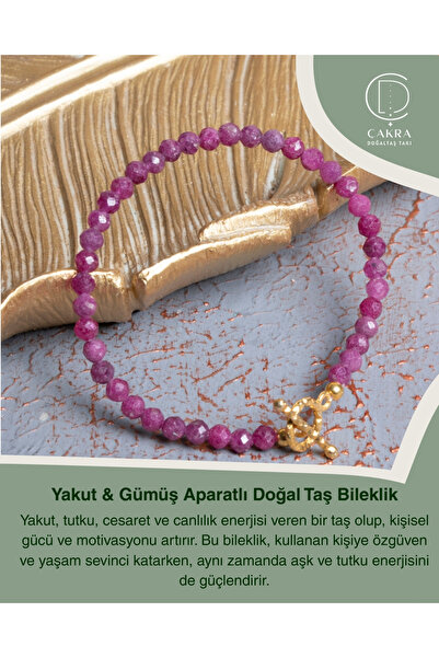 ÇAKRA DOĞAL TAŞ Yakut & Gümüş Aparatlı Doğal Taş Bileklik