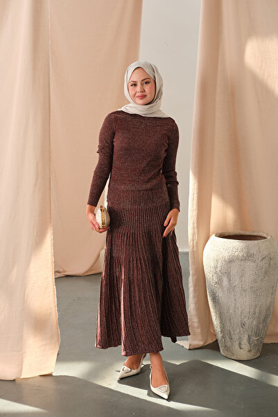 LOCCO Женска рокля с детайли Кафе