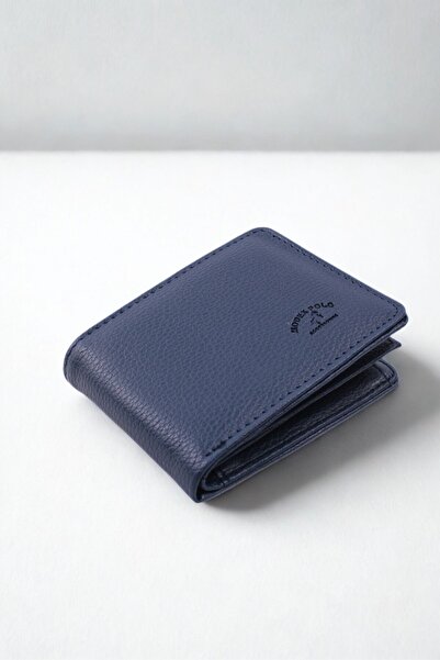 GALB LEATHER Navy Blue Color Soft Leather Men's Wallet with Coin Compartment 11 X 9 cm