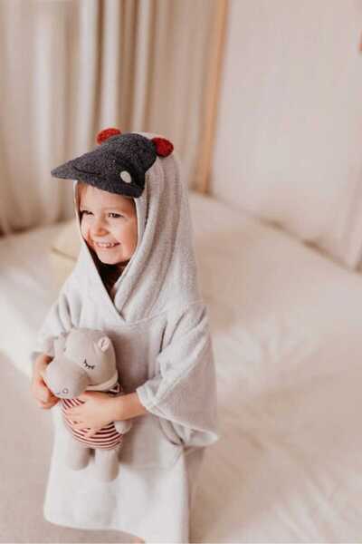 GÜRPAMUK HOME & BABY منشفة بغطاء للرأس للأطفال من الجنسين مصنوعة من القطن 100...