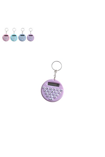Nerox Lila Yuvarlak Mini 8 Haneli Hesap Makinesi Anahtarlık (1 ADET) (EBAT: 5...