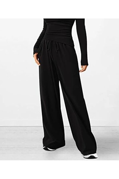 RİNNEAS Γυναικείο μαύρο παντελόνι μεγάλου μεγέθους φαρδύ φαρδύ παντελόνι SIX ...