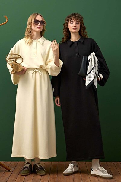 Ceylan Otantik Ecru 3 Thread Neckline Bodysuit & Skirt Set