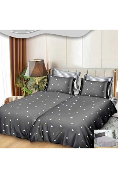 Casa de Vis Set lenjerie pat dublu, bumbac satinat, 220 x 240 cm, 7 piese, multicolor