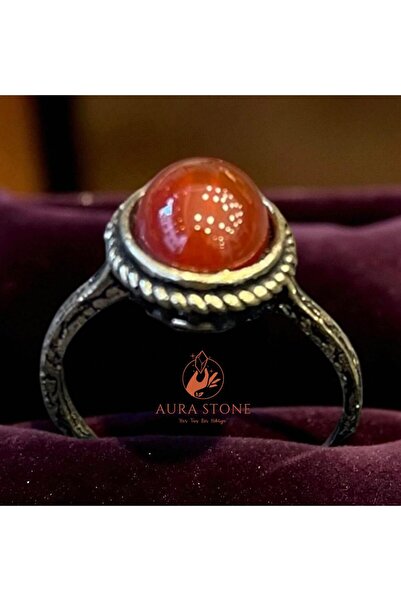 AURA STONE Aurastone Brown Agate Natural Stone Adjustable Bronze Small Ring