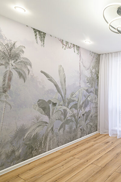 dreamwall Yeşil Gri Tropikal Orman Manzaralı Tekstil Duvar Kağıdı