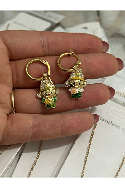 MOD10 Çelik labubu küpe (çocuk küpe) 1 çift