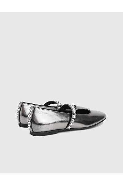 İLVİ Karmen Hakiki Deri Antrasit Kadın Babet