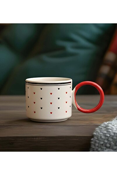 Trendmiya Red Ring Handle Ceramic Mug