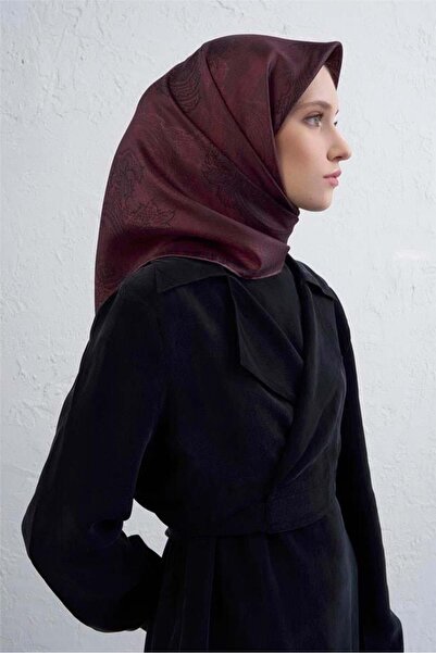 Armine Tivil Saf İpek Eşarp 9428 - 82 Mürdüm Karışık Desen
