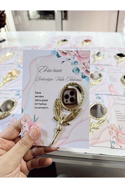 Florial Design 10 Adet Kişiye Özel arka planıyla Gold Melek Ayna hediyelik(ürün magnet değildir!)