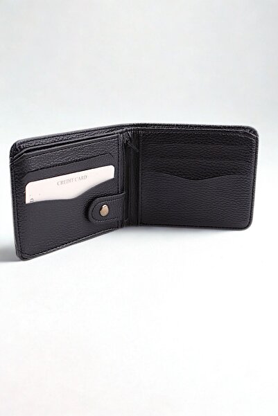 GALB LEATHER Black Color Soft Leather Men's Wallet with Coin Compartment 11 X 9 cm