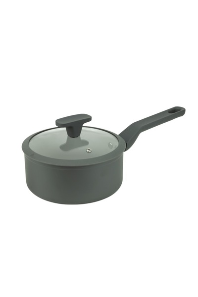 Raki Saucepan with handle, heat-resistant lid and non-stick ceramic coating Ceramic Gray 18xh8.2cm, induction