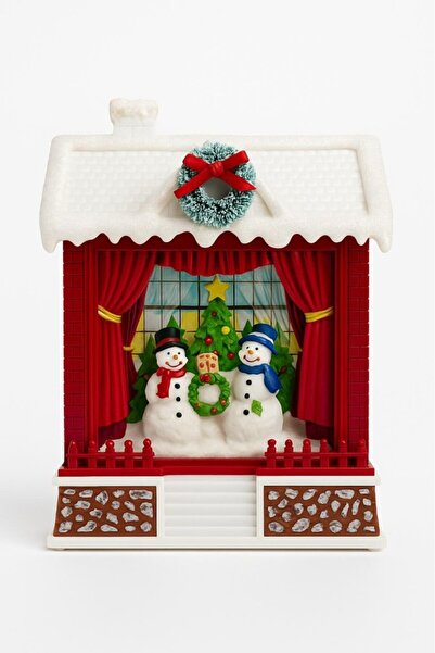 BeySüS Christmas Decoration House-Shaped Spray Snow Globe with Lights and Music