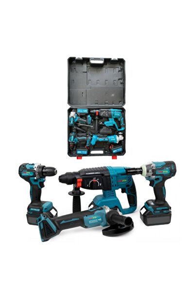 TodayShop Set scule: Mașină de găurit, Flex, Rotopercutor, Mașină de impact, 3 baterii 48V 5AH