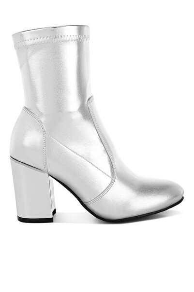 london Rag Women Metallic Pleather Sock Boots in Silver