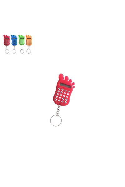 Nerox Kırmızı Ayak Şekilli Mini 8 Haneli Hesap Makinesi Anahtarlık (1 ADET) (...