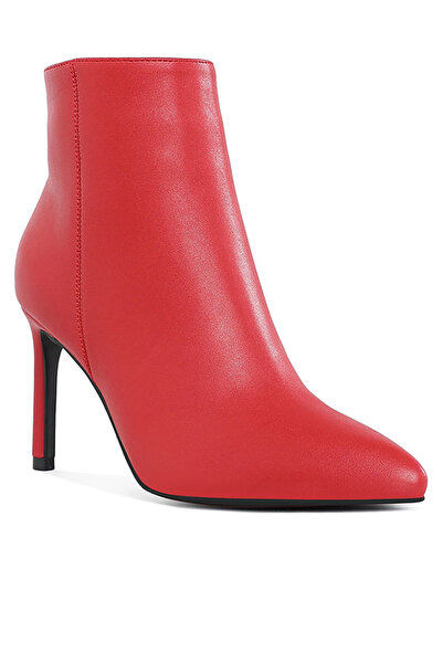 london Rag Women Textured Stiletto Heel Ankle Boots in Red