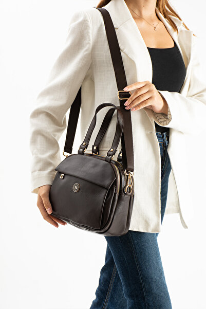 Sanmorris Women's Brown Soft Faux Leather Adjustable Crossbody Strap Smart Casual Shoulder and Hand Bag