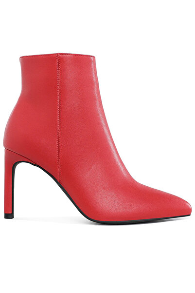 london Rag Women Textured Stiletto Heel Ankle Boots in Red