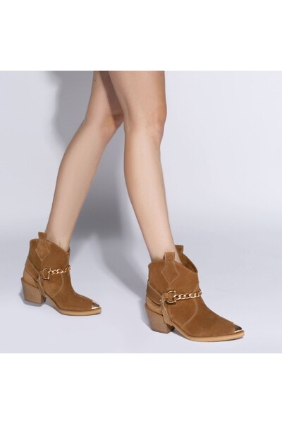 Modish Boutique Ciocate / Botine Dama Din Piele Intoarsa Amber Brown