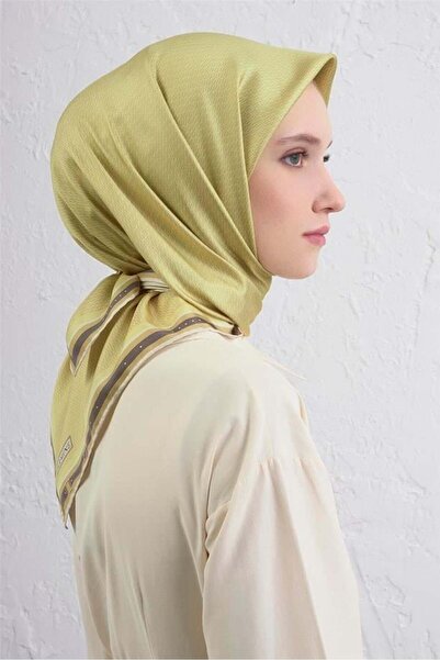 Armine Tivil Pure Silk Scarf 9401 - 34 Λαδί Πράσινο Μικτό Σχέδιο