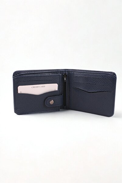 GALB LEATHER Navy Blue Color Soft Leather Men's Wallet with Coin Compartment 11 X 9 cm