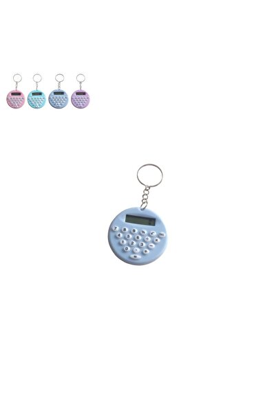 Nerox Mavi Yuvarlak Mini 8 Haneli Hesap Makinesi Anahtarlık (1 ADET) (EBAT: 5...