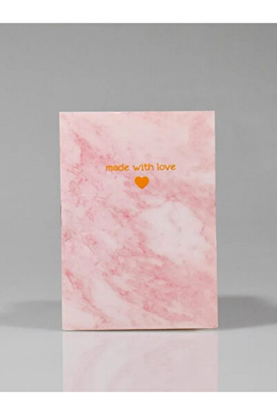 Dörtel Tedarik Mottolu Marble Patterned Pink Unlined Notebook Thin Cover 32 Pages