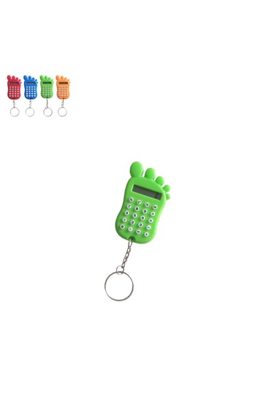 Nerox Yeşil Ayak Şekilli Mini 8 Haneli Hesap Makinesi Anahtarlık (1 ADET) (EBAT: 6,7 cm x 4 cm)