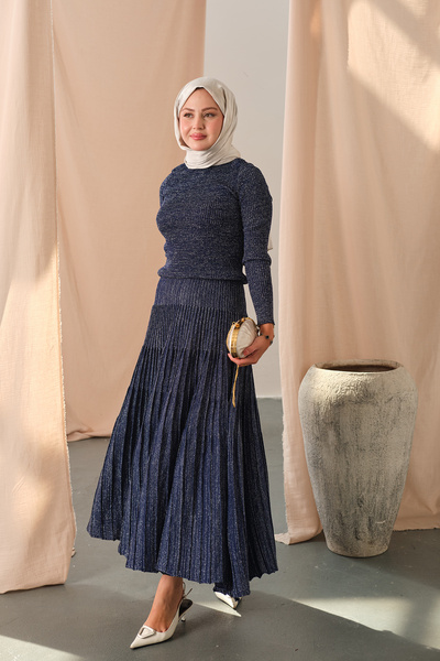 LOCCO Rochie de damă cu detaliu sclipitor bleumarin