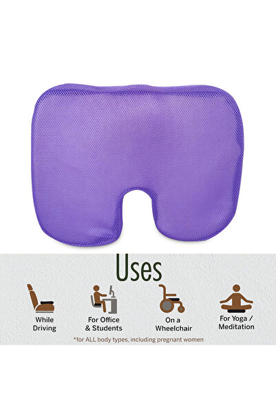 Oscar Contoured Seat Cushion with Memory Foam for Posture Improvement and Back Pain Relief Purple