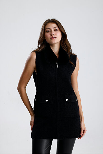 AYMİSS MODA KOLSUZ SAKALLI YELEK-Tunik