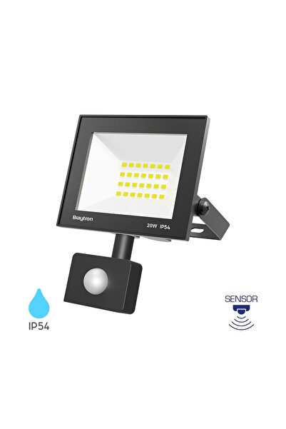 Braytron PROIECTOR LED SLIM 20W 6500K + SENZOR IP54-CF NEGRU