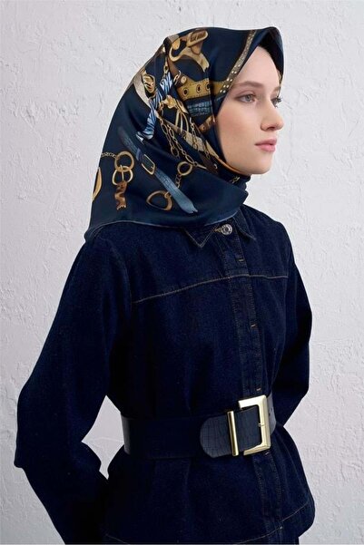 Armine Eșarfă Tivil Pure Silk 9422 - 33 Bleumarin cu model mixt