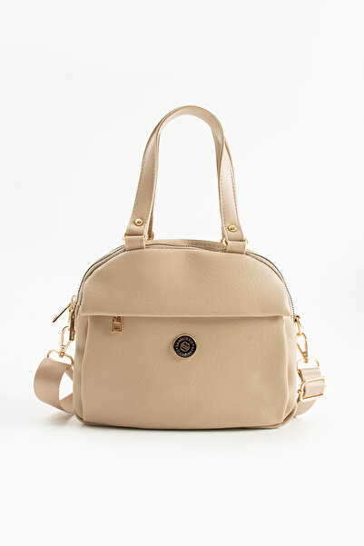 Sanmorris Women's Sand Soft Faux Leather Adjustable Crossbody Strap Smart Casual Shoulder and Hand Bag