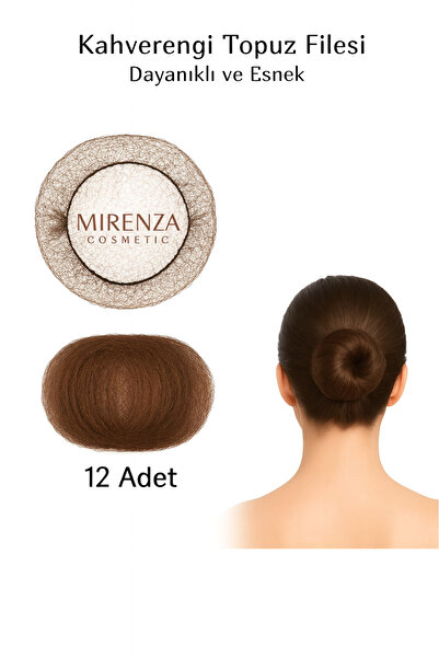 mirenza cosmetic Kahverengi 12 Adet Görünmez Topuz Filesi Dayanıklı Esnek Saç Filesi