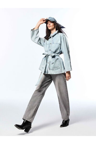 LC Waikiki سترة جينز نسائية بياقة قميص نيلي