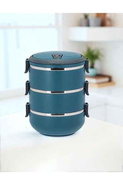 Penguen İş yeri piknik kamp yemek saklama termosu çelik kaseli 3lü yemek sefer tası
