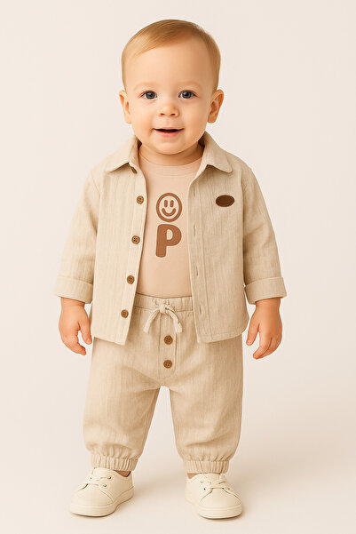 PİETRA BABY KİDS طقم ثلاثي للأطفال والرضع من قماش الموسلين القطني 100% مع طبا...