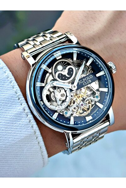 JG. Polo Club Çelik Kordon Çelik Kasa 5 Atm Su Geçirmez Otomatik Erkek Kol Sa...