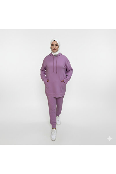 Plistre 2273_Πράσινο Τεσσέτορ με κουκούλα Σετ αθλητικής φόρμας - oversized κλ...