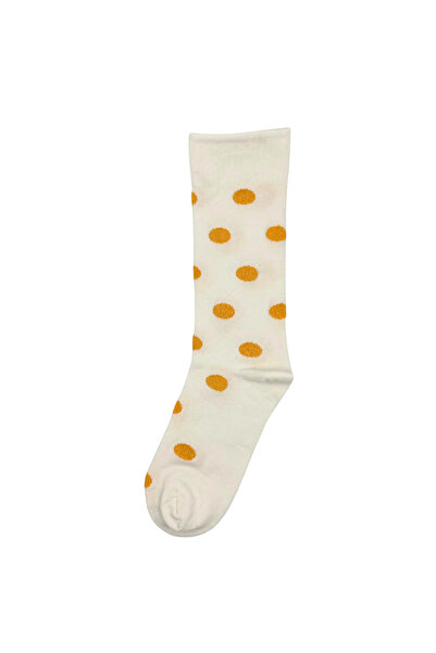 FENRA STUDIO White Cotton Women's Socks with Yellow Dots