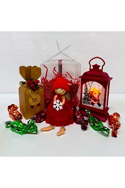 velve Συσκευασία Secret Santa, φωτεινή διακόσμηση φαναριού με τον Άγιο Βασίλη, διακοσμητικός άγγελος, γλυκά χριστουγεννιάτικου δέντρου