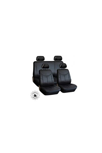 CED AUTO TRADE Universal car seat cover set, black -leather, front-rear, 8 pieces, split seat, Airbag compatible