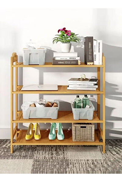 Cady One 4-Tier Natural Bamboo Shoe Rack Organizer