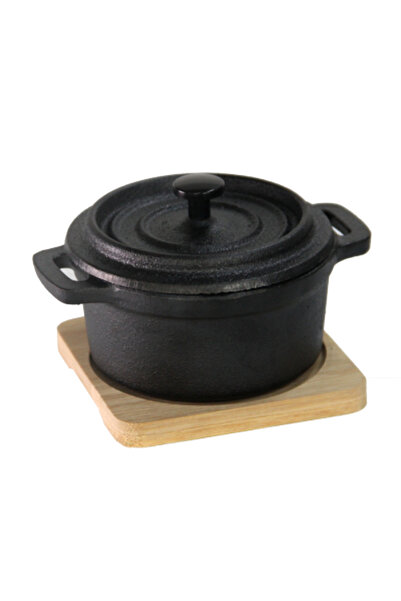 Raki Mini oala rotunda fonta cu suport 9,2cm