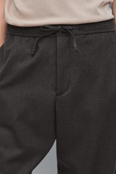 Massimo Dutti Kazayağı desenli yün karışımlı pantolon
